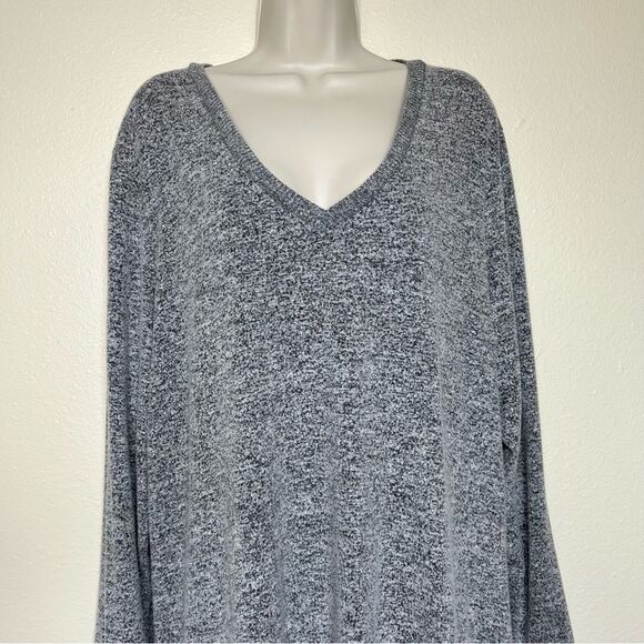 Lucky Brand V Neck Long Sleeve Pullover Heather Gray Sweater Women Size XXL - Picture 4 of 14